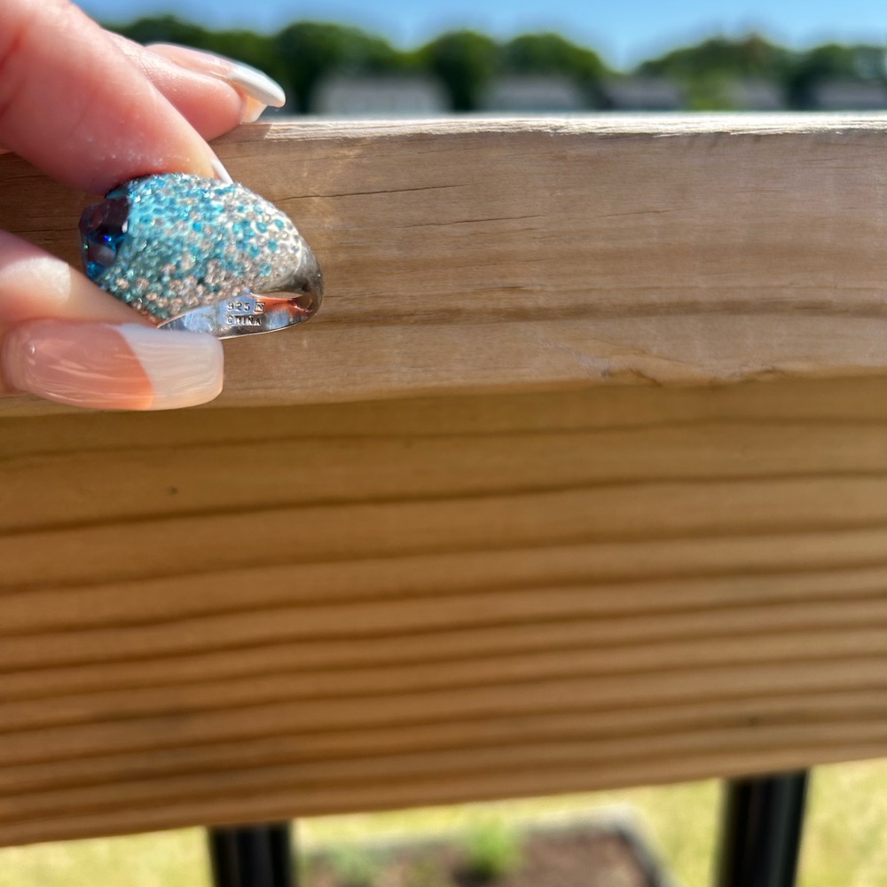 Vintage Swarovski Pave set crystal ring Sz 6 - Picture 7 of 7